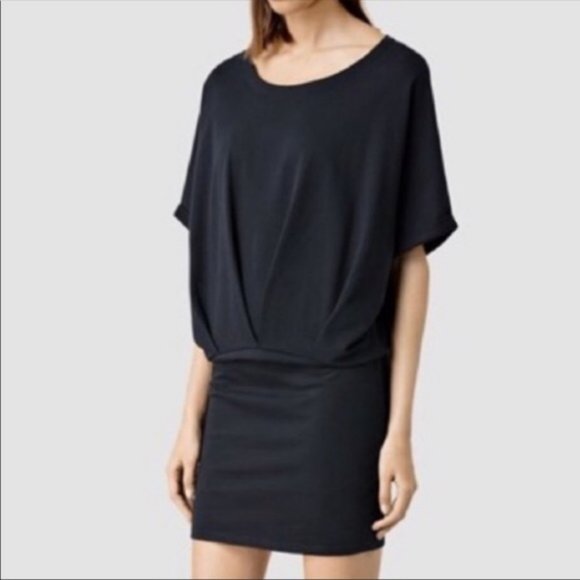 ALL SAINTS Lea Mal Dress - Washed Navy Grey - Picture 2 of 10